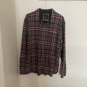 XL prAna Gray and Burgandy Flannel